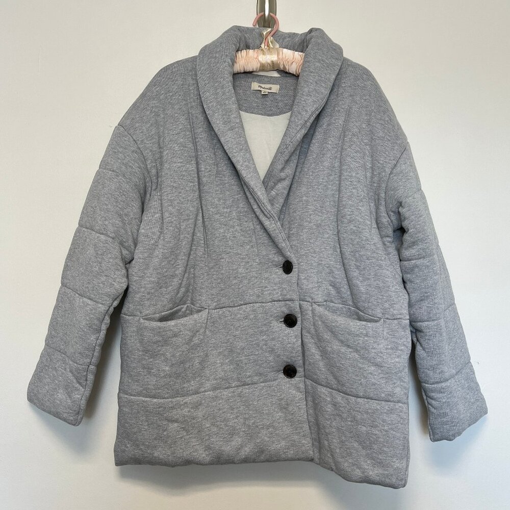 Madewell Gray Quilted Shawl Collar Puffer Jacket